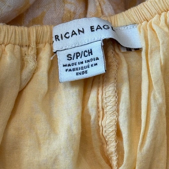 American Eagle Women's Babydoll Yellow Floral Print Mini Summer Dress - Picture 2 of 7